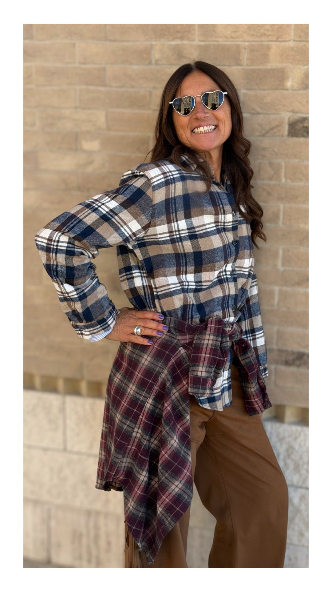 Camicia Oversize Flanella Check | Blu Navy