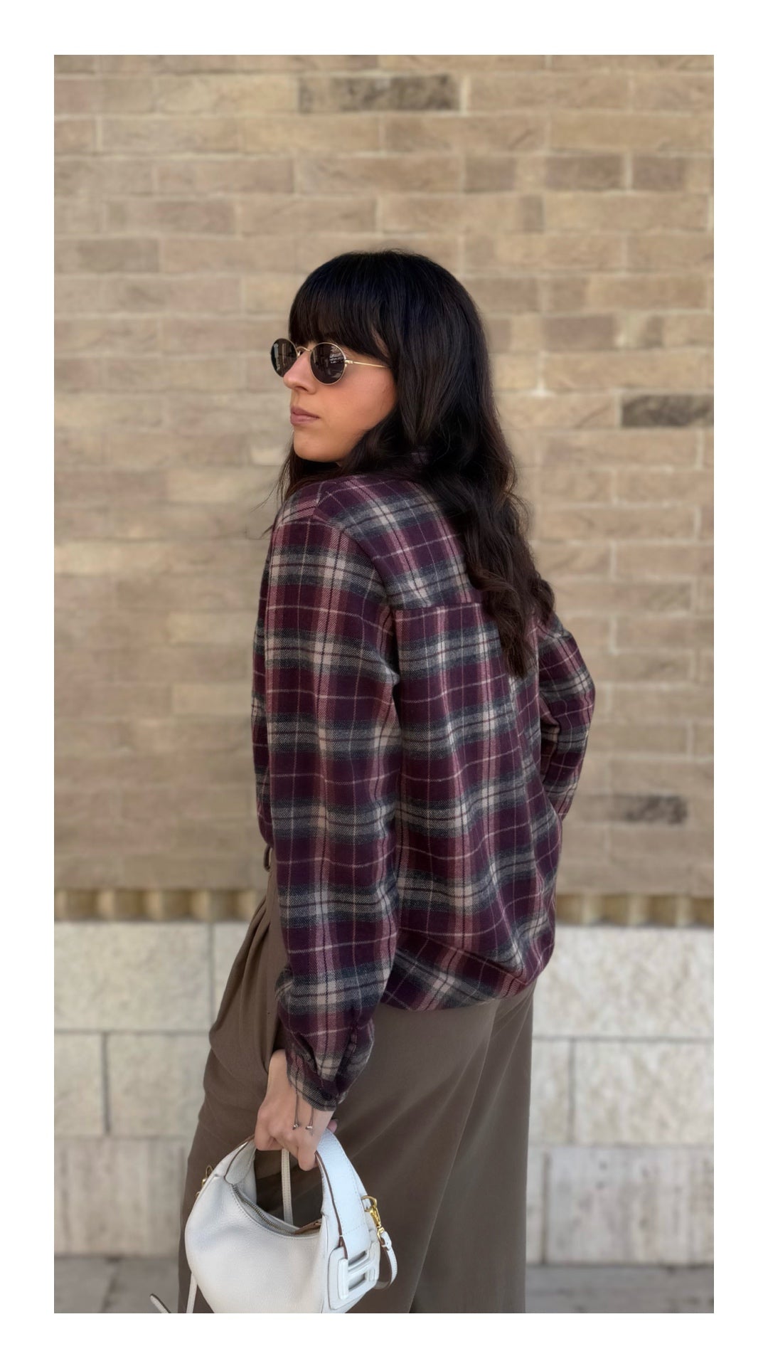 Camicia Oversize Flanella Check | Bordeaux