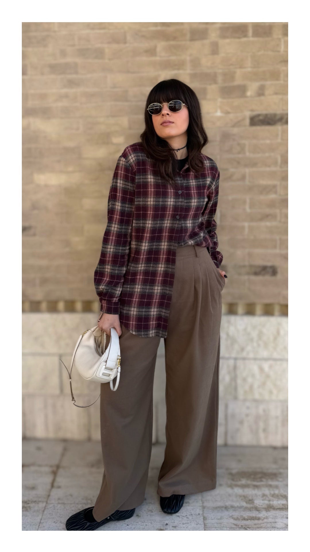 Camicia Oversize Flanella Check | Bordeaux