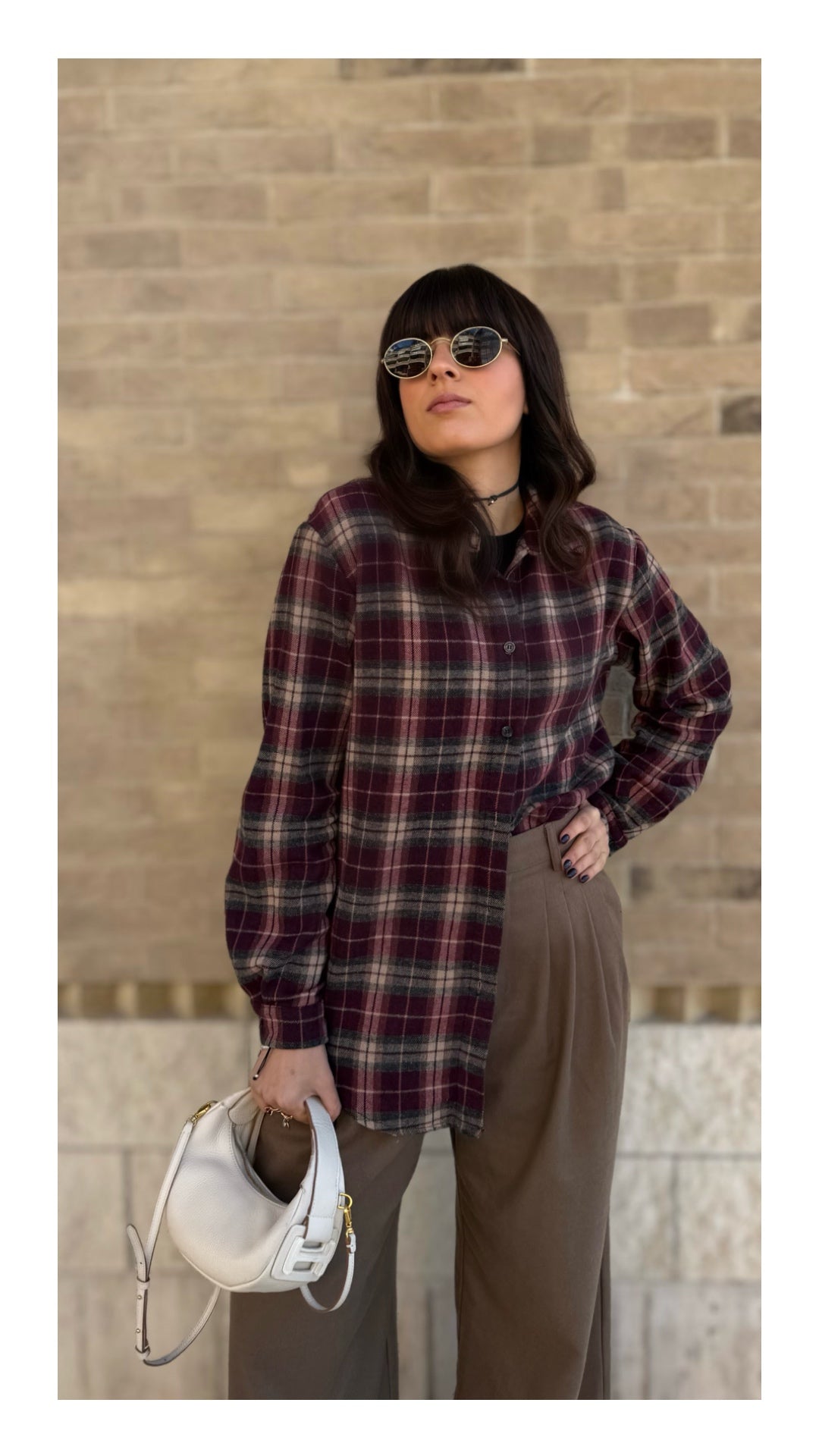 Camicia Oversize Flanella Check | Bordeaux