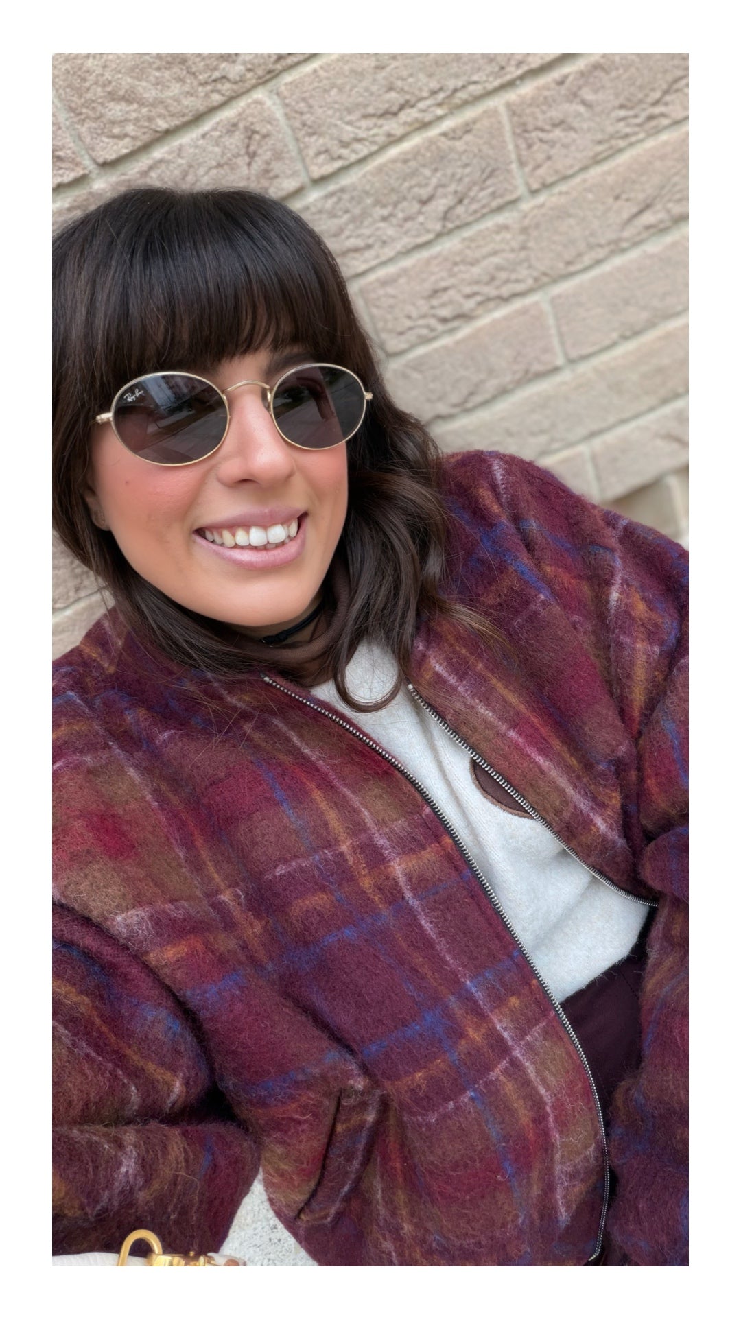 Bomber Oversize Check 40% Lana | Bordeaux