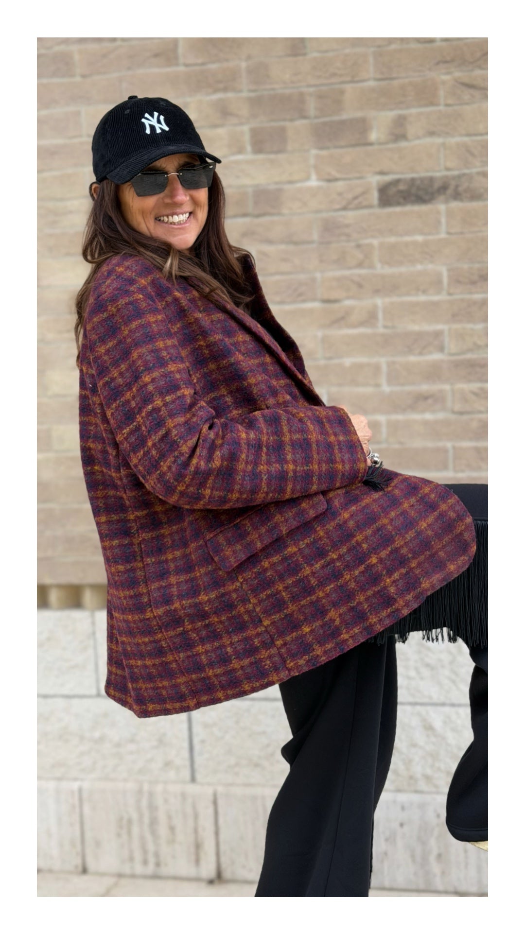 Giacca Oversize "Peso Cappotto" Check | Burgundy