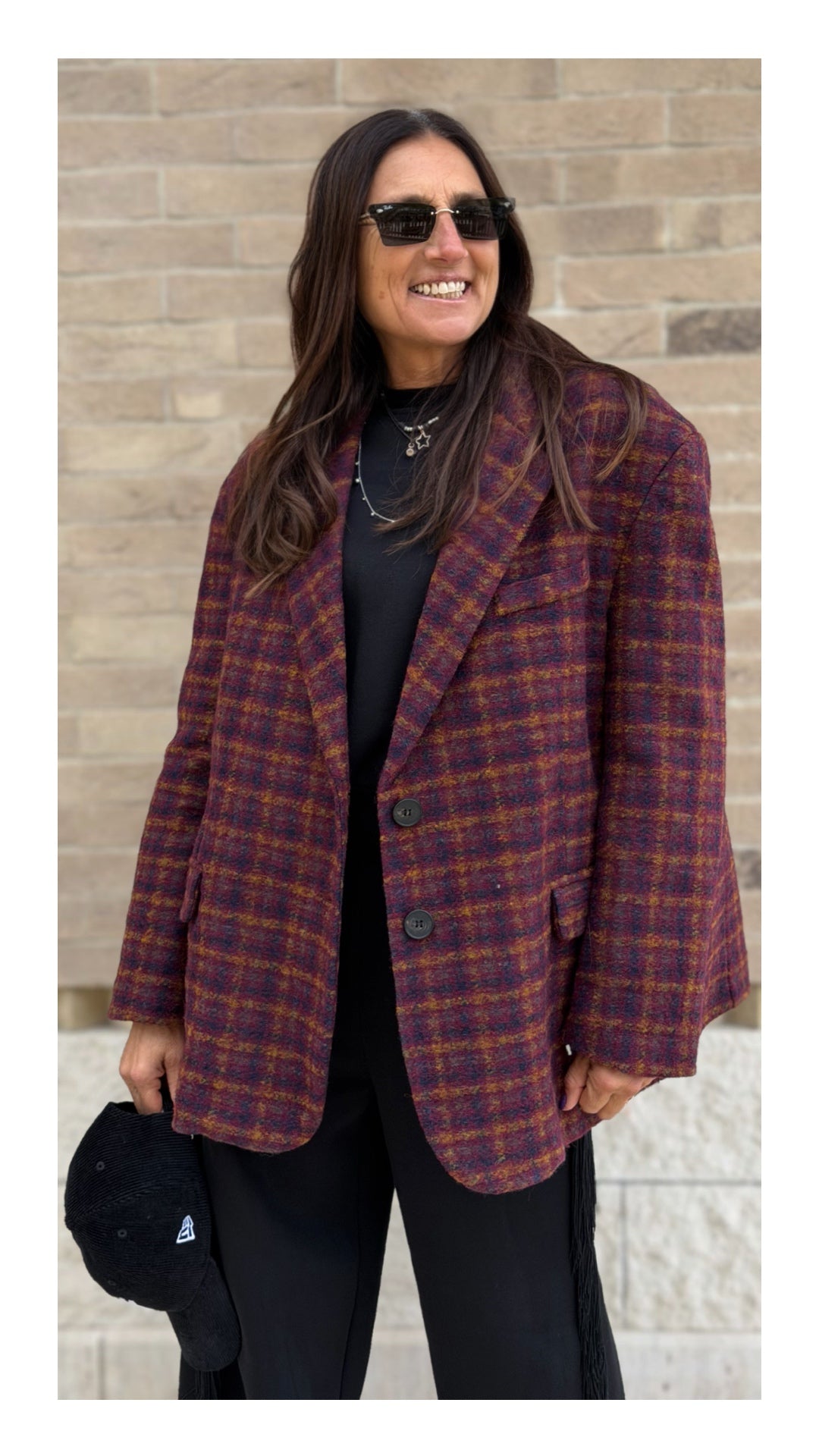 Giacca Oversize "Peso Cappotto" Check | Burgundy