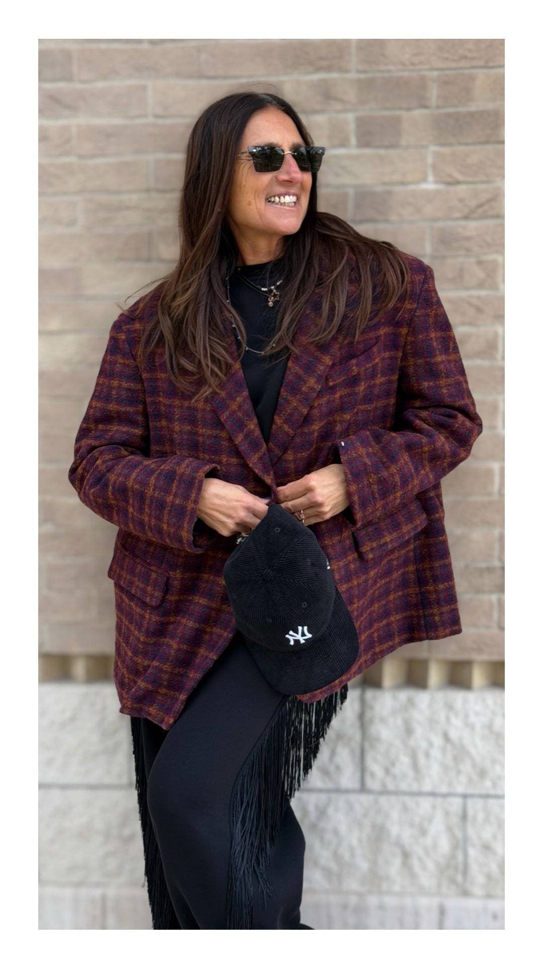 Giacca Oversize "Peso Cappotto" Check | Burgundy