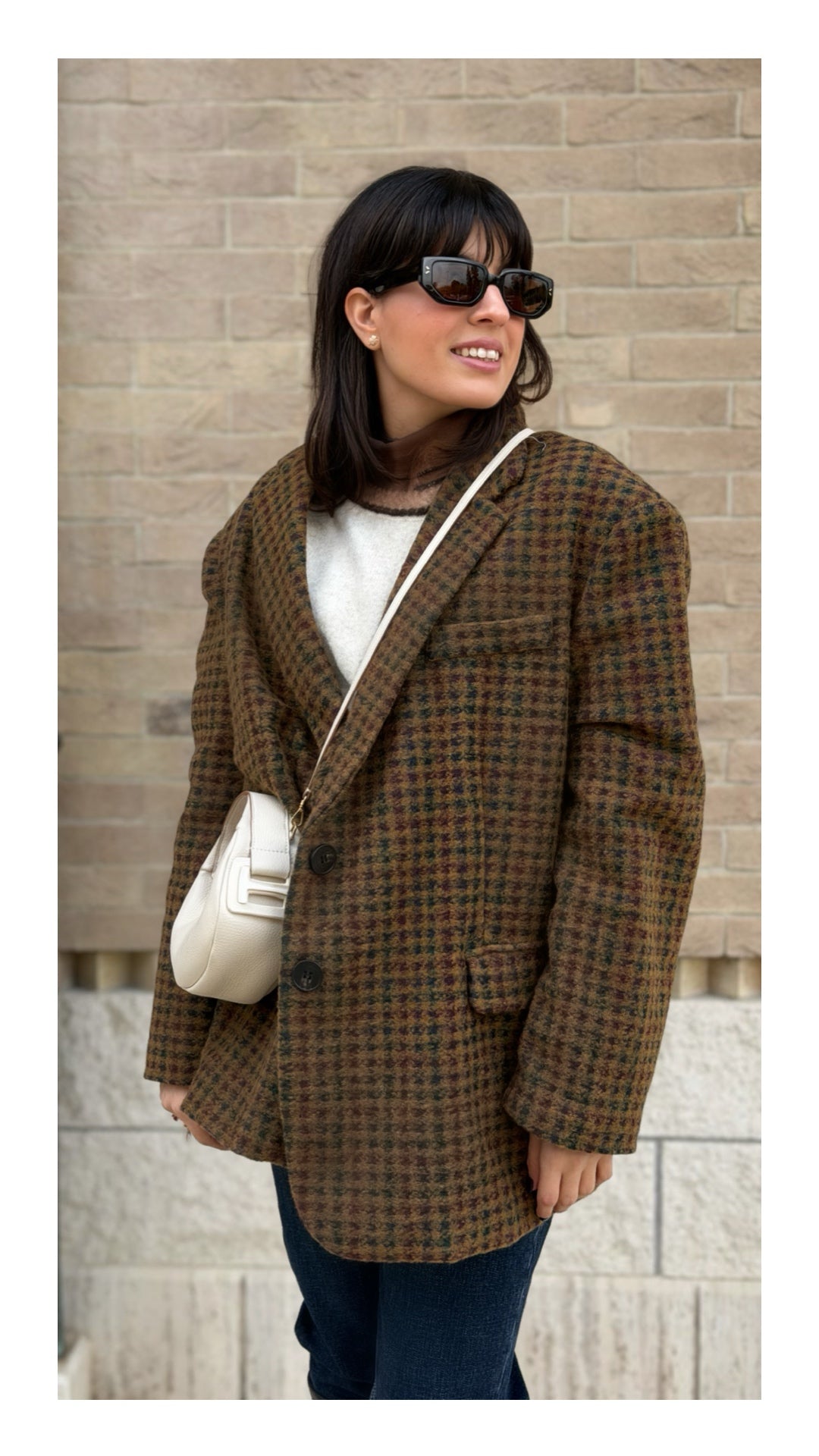 Giacca Oversize "Peso Cappotto" Pied De Poule | Cammello