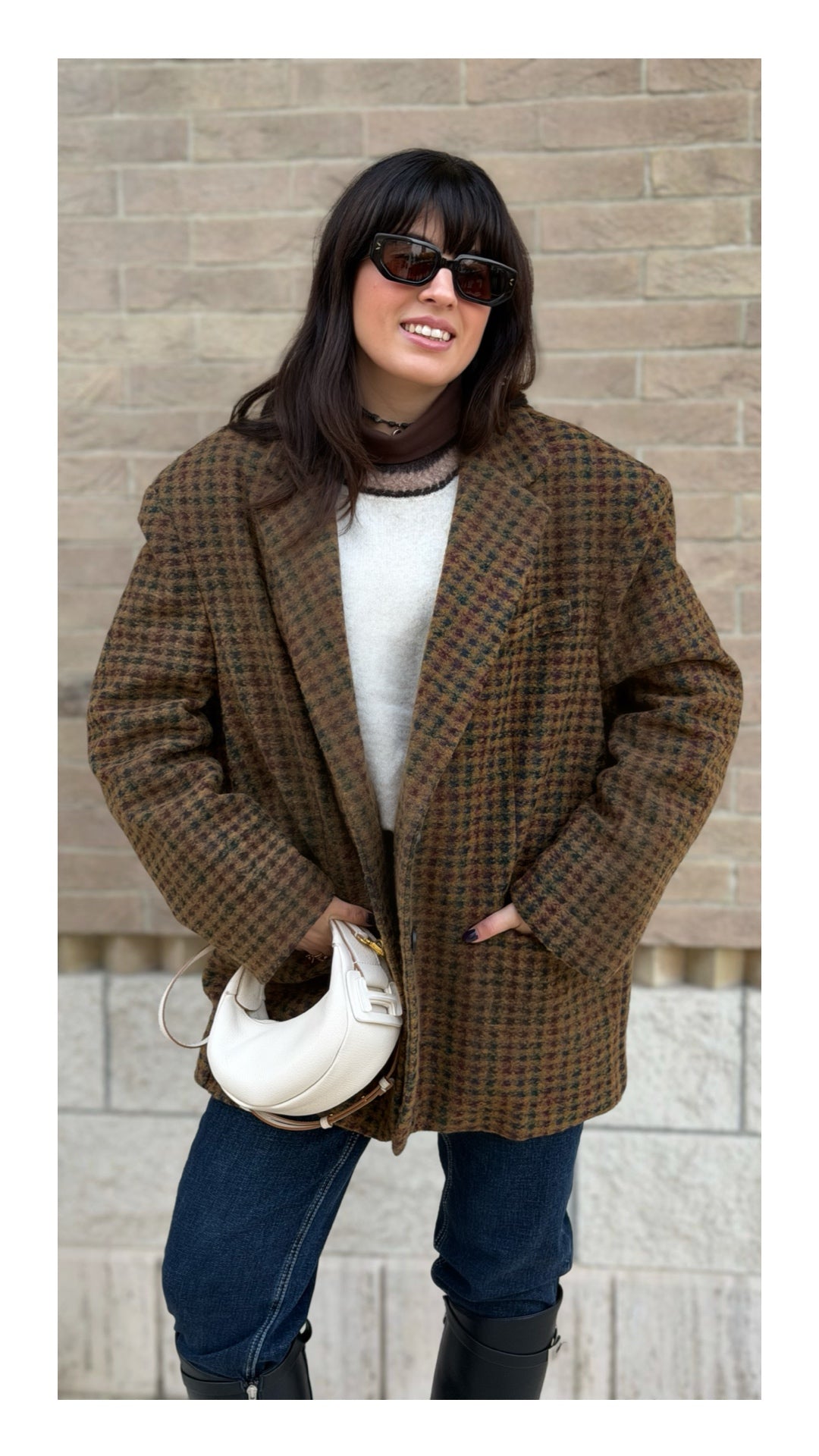 Giacca Oversize "Peso Cappotto" Pied De Poule | Cammello