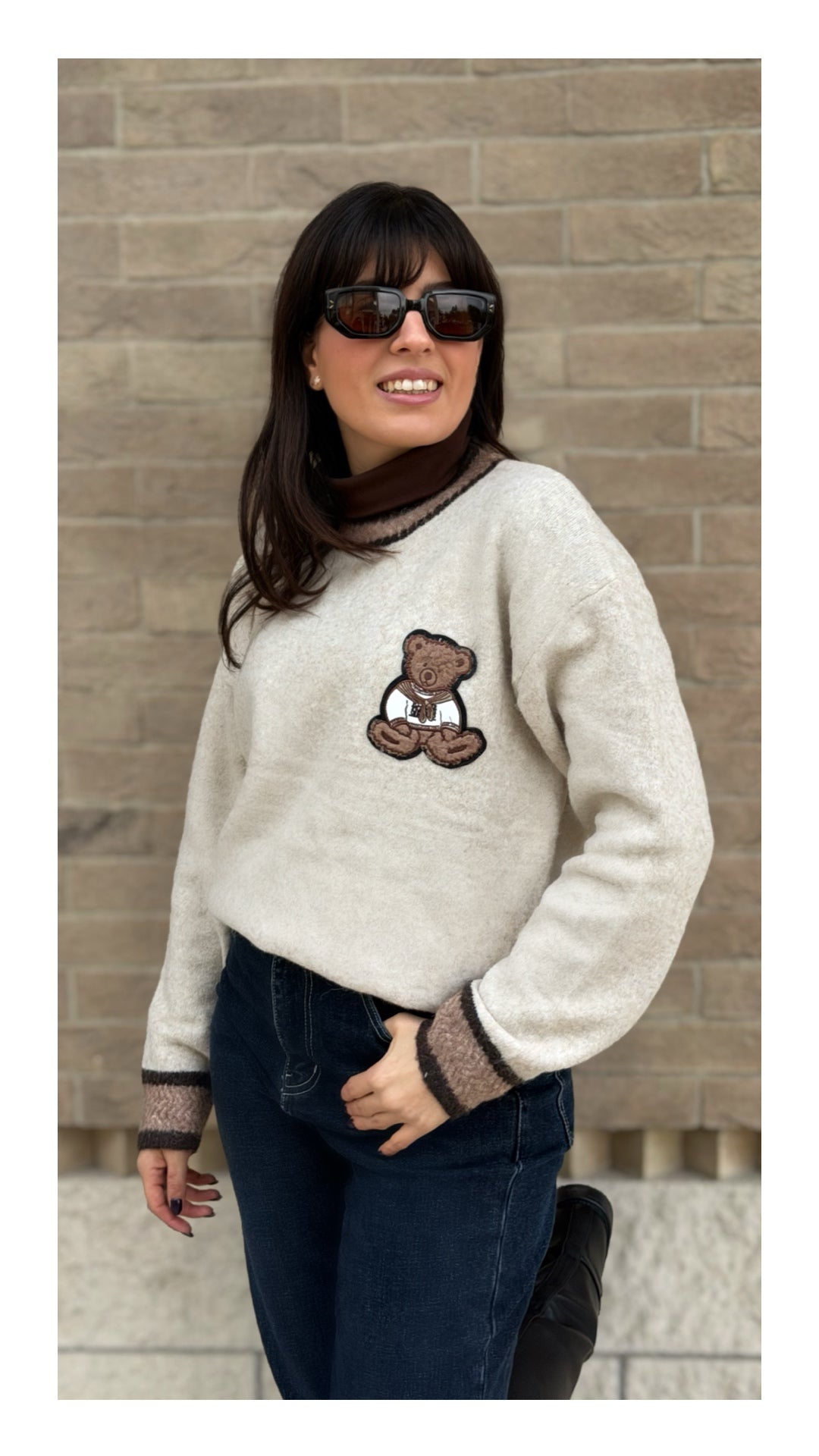 Maglione 65% Viscosa con Orsetto | Burro