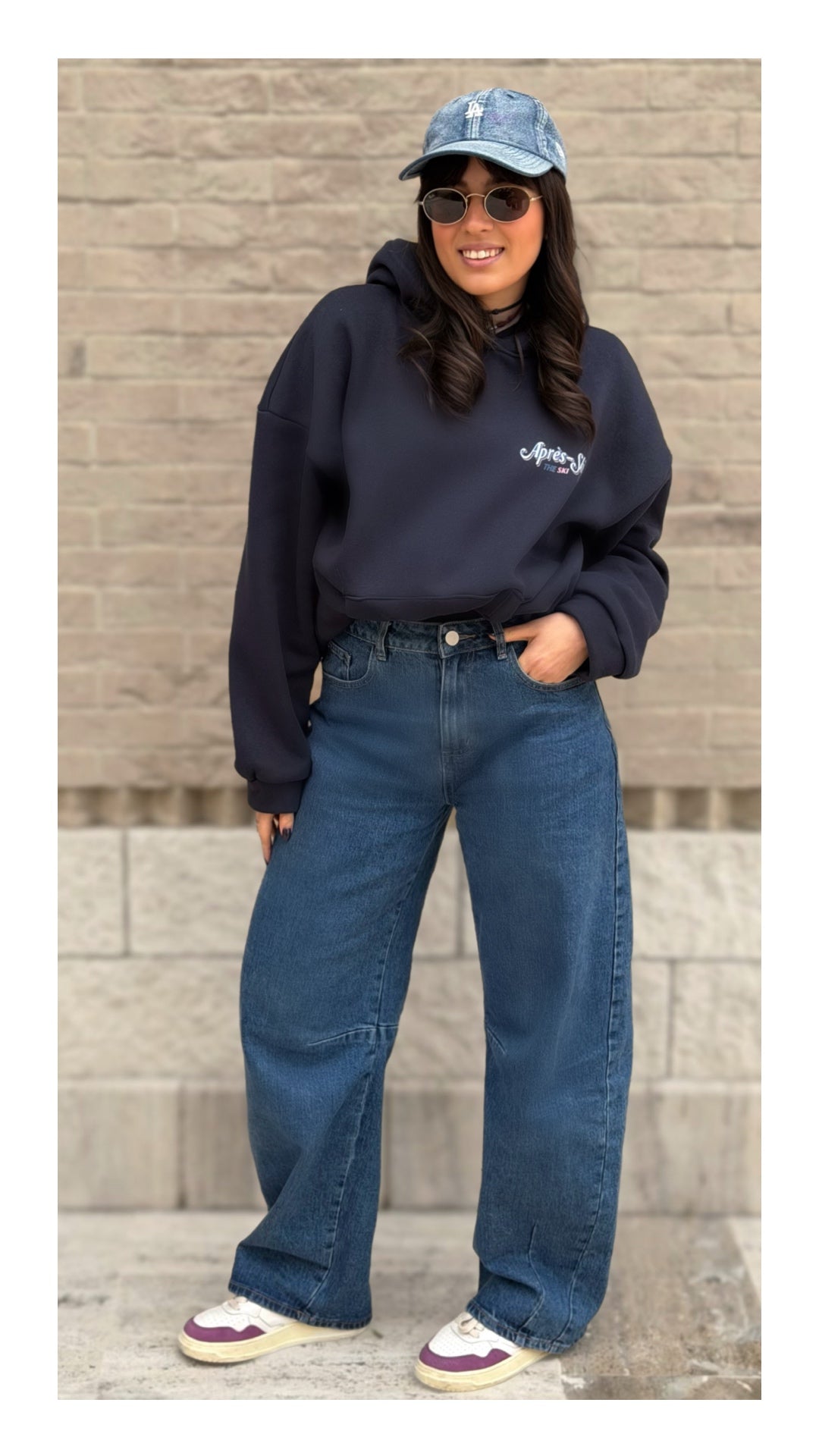 Felpa Oversize con Cappuccio Apres-ski | Blu Navy