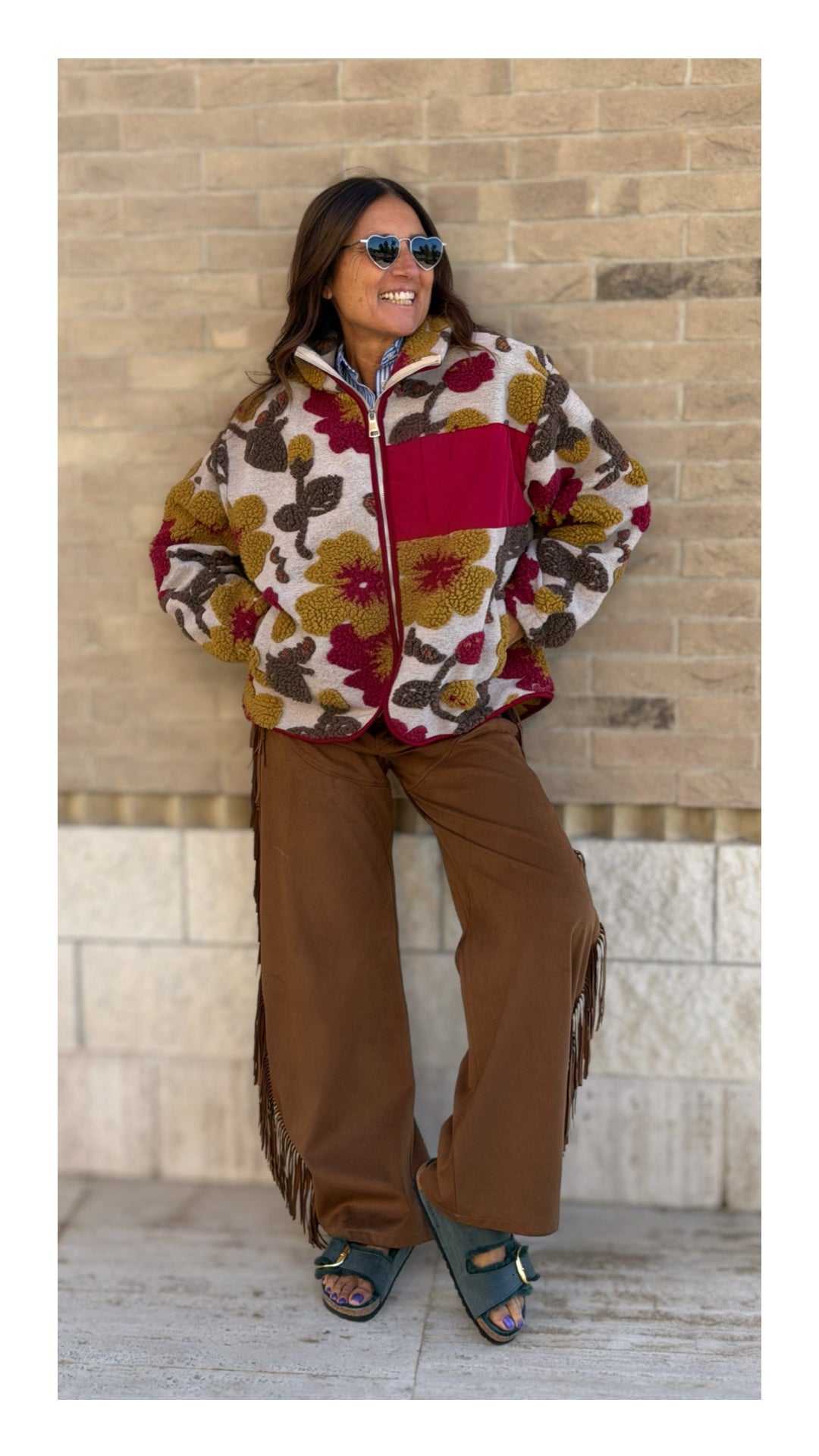 Giubbino in Panno Bouclé Floreale