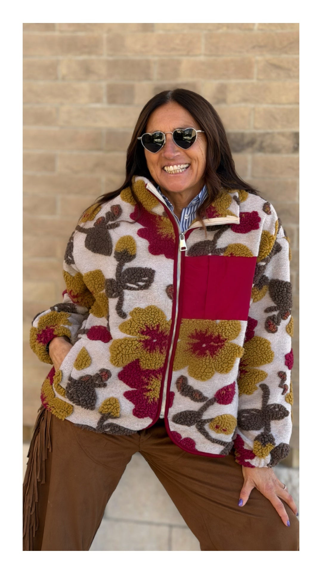 Giubbino in Panno Bouclé Floreale