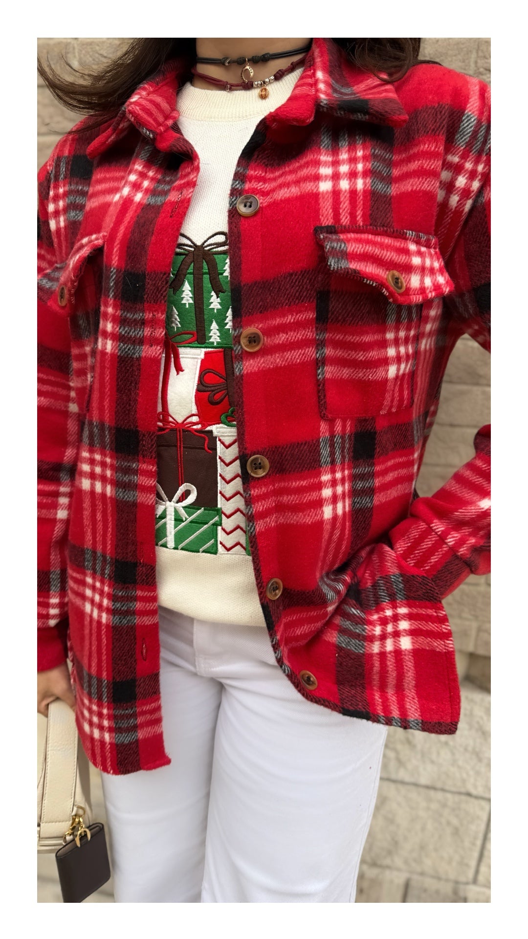 Giacca Check Flanella | Rosso