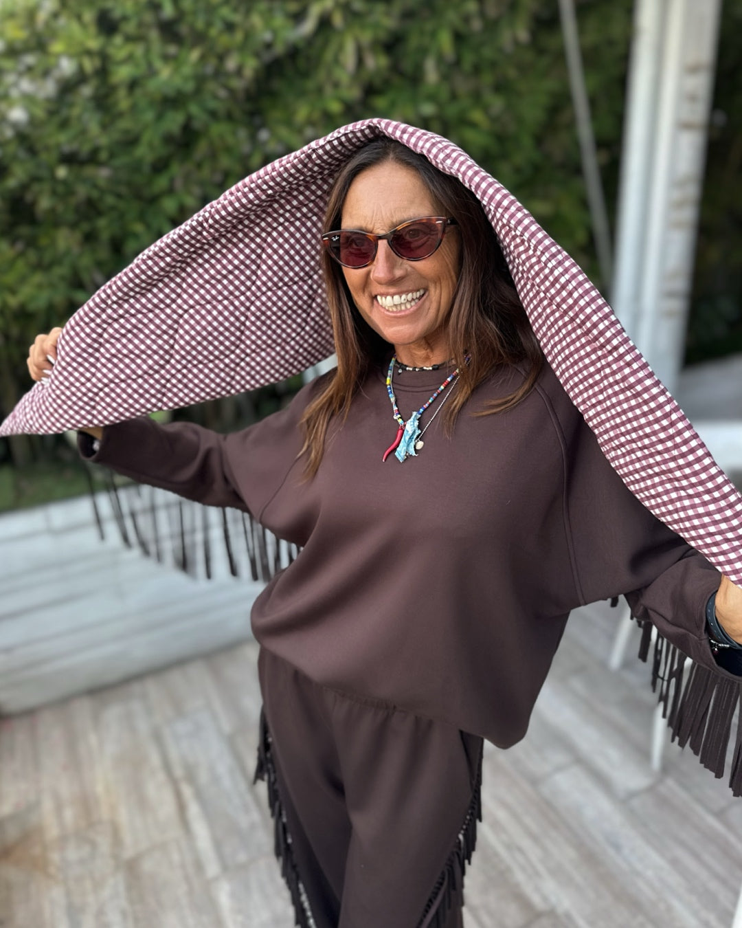 Mantella Imbottita Quadretto Bordeaux