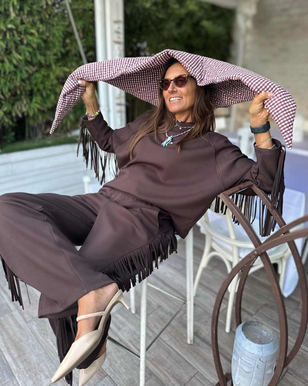 Mantella Imbottita Quadretto Bordeaux