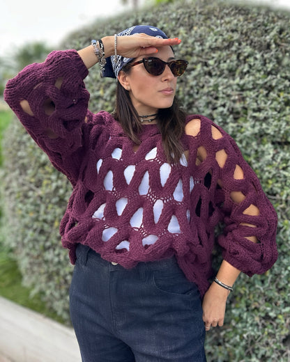Maglione Traforato Burgundy