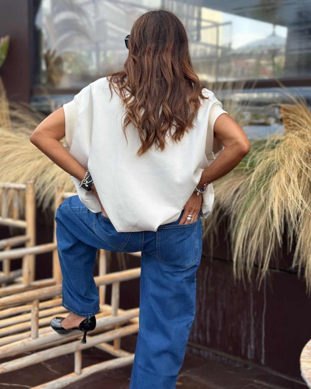 Gilet Over Smanicato in Panna