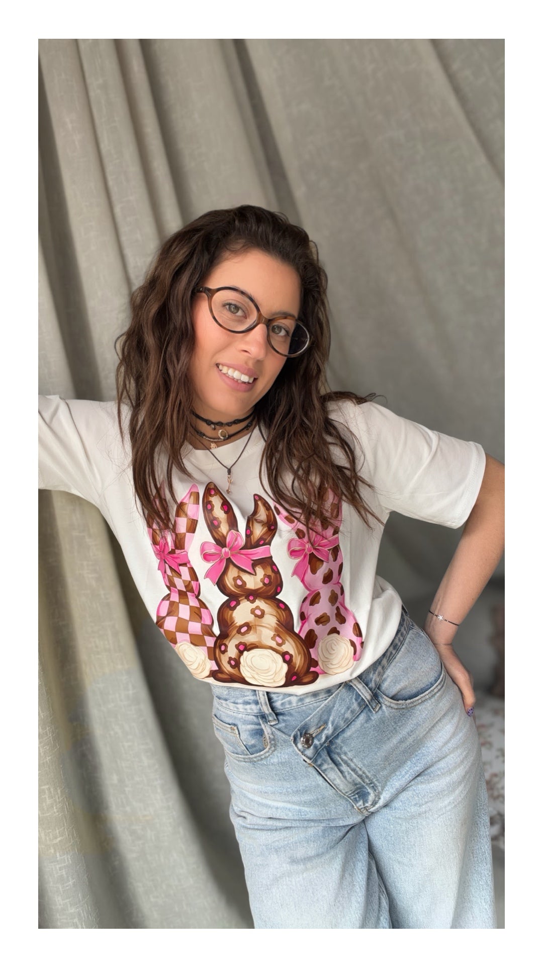 T-shirt Stampa Coniglietti Cotone