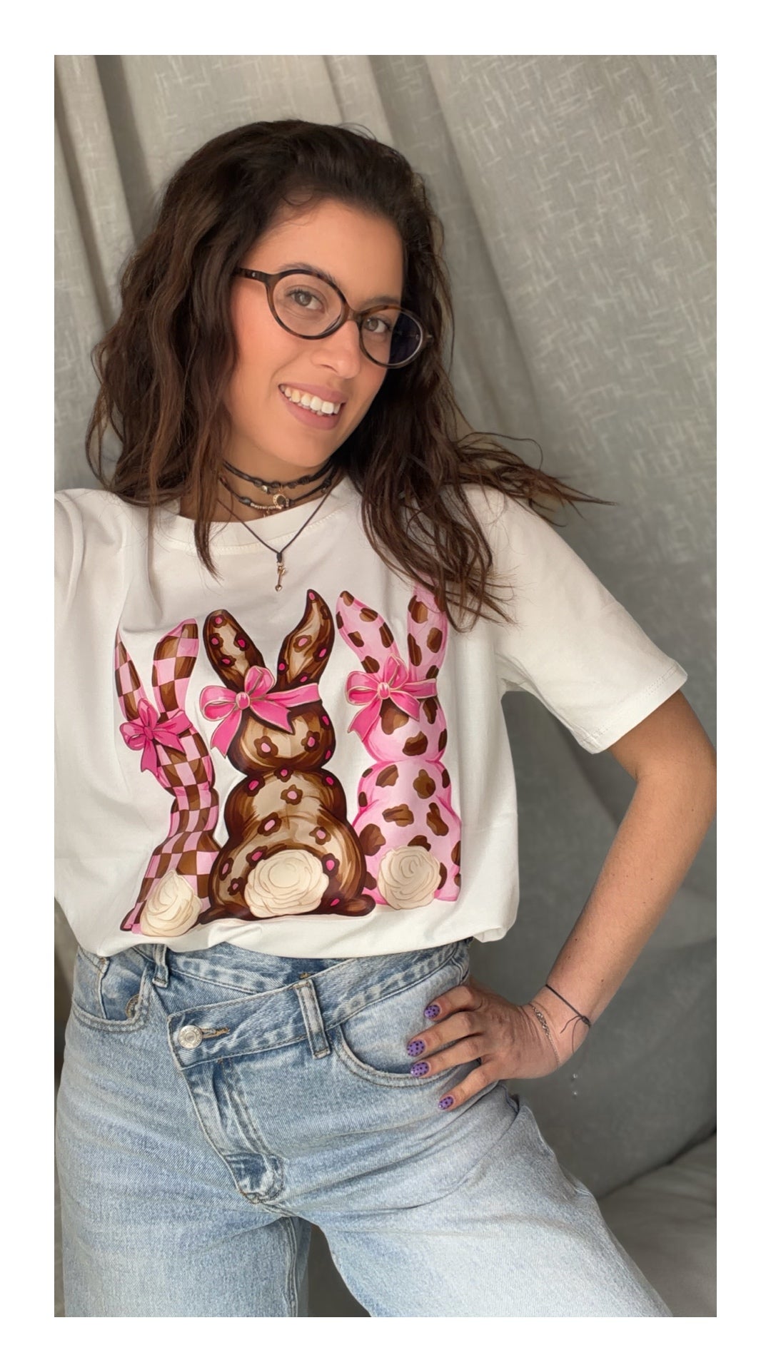 T-shirt Stampa Coniglietti Cotone