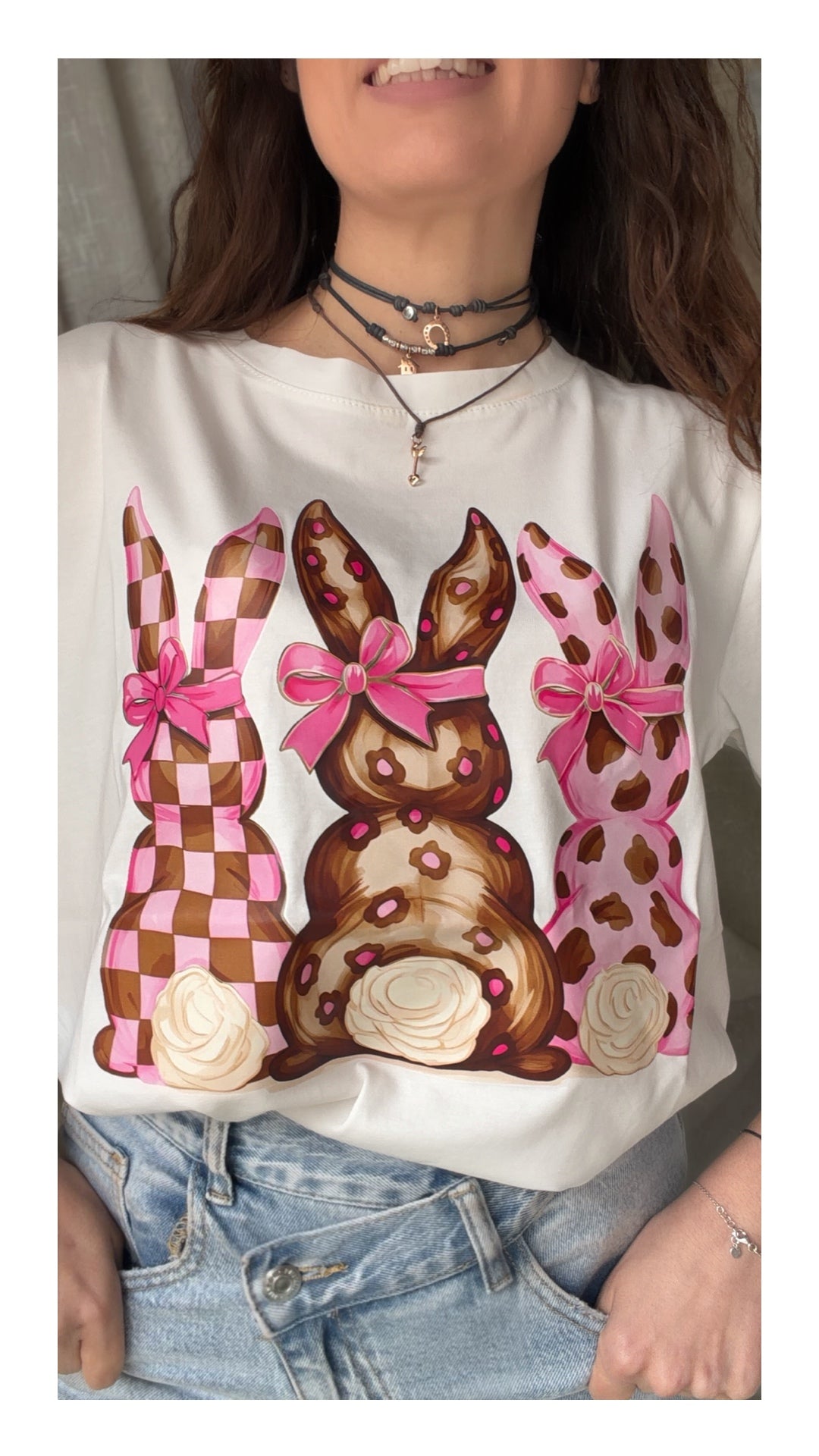 T-shirt Stampa Coniglietti Cotone