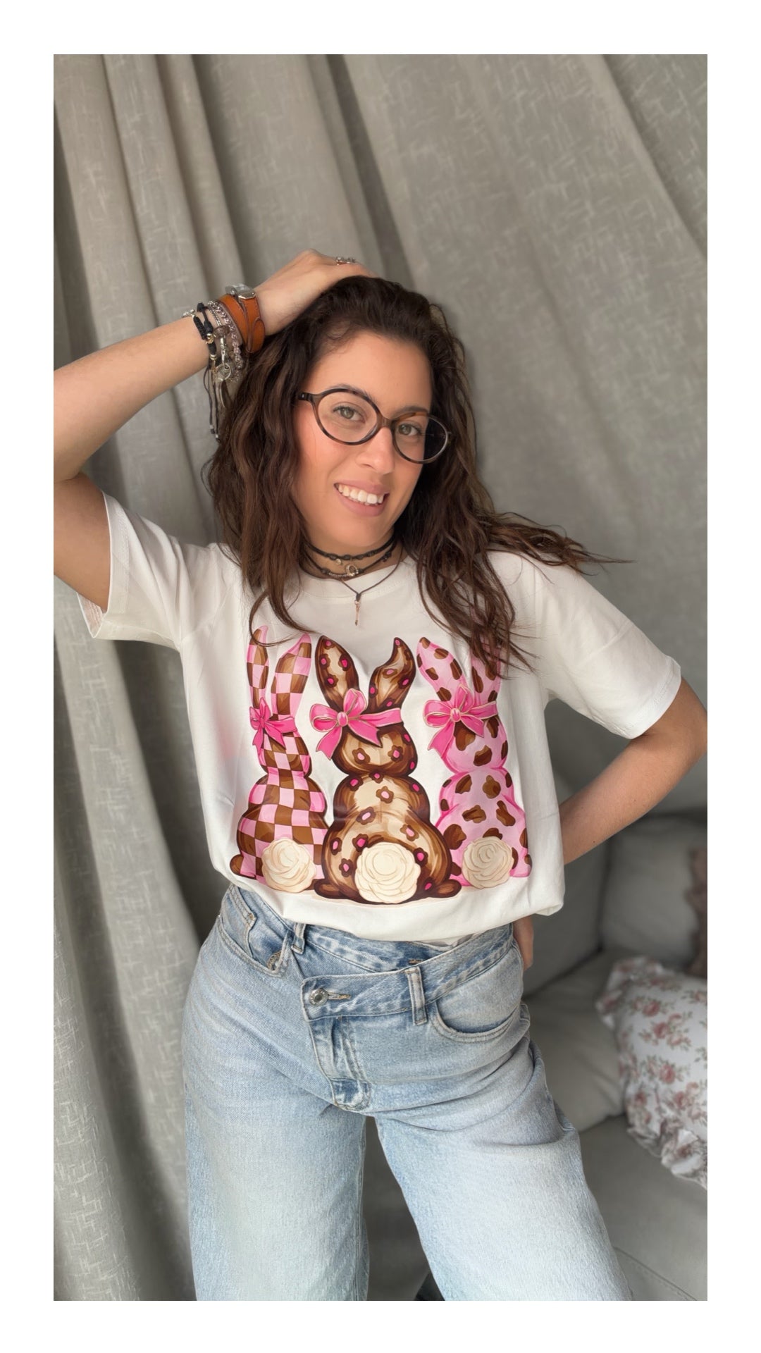 T-shirt Stampa Coniglietti Cotone