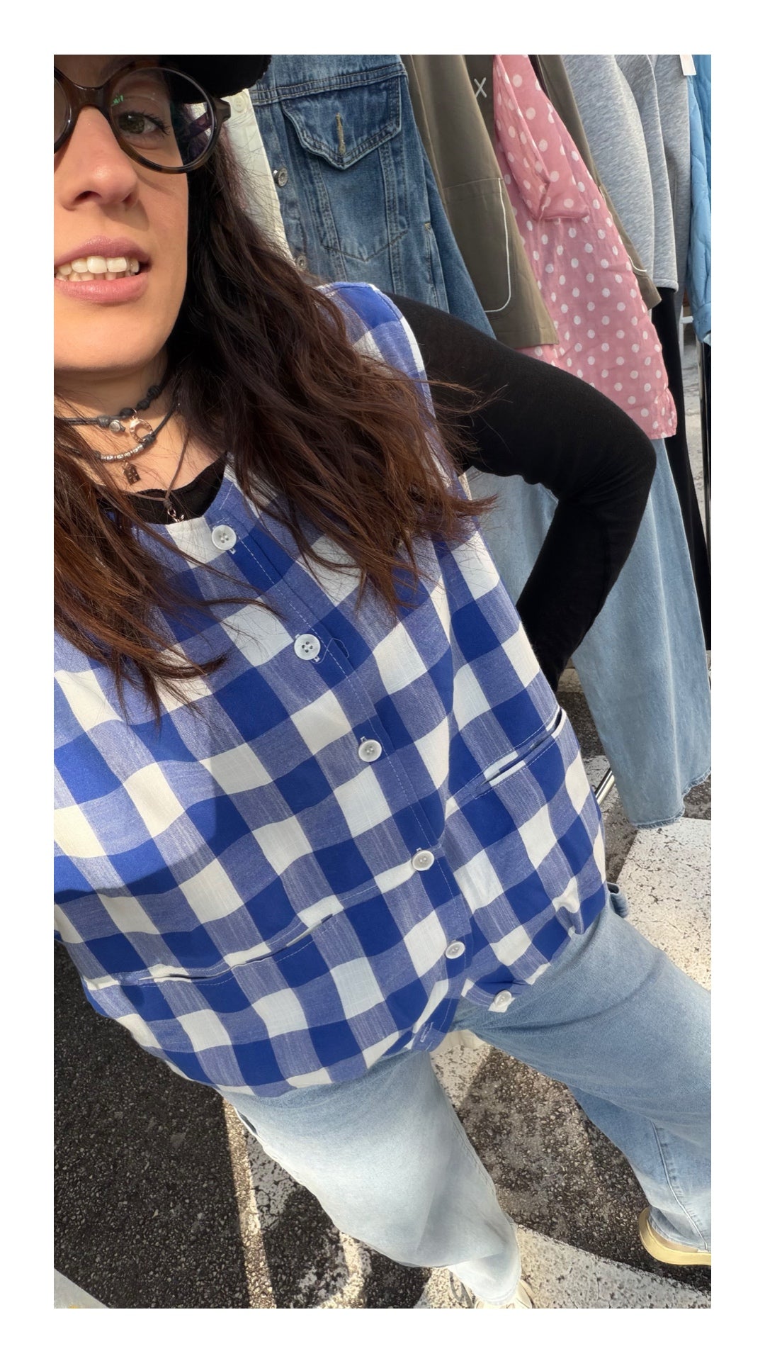 Gilet Maxi Quadro | Blu