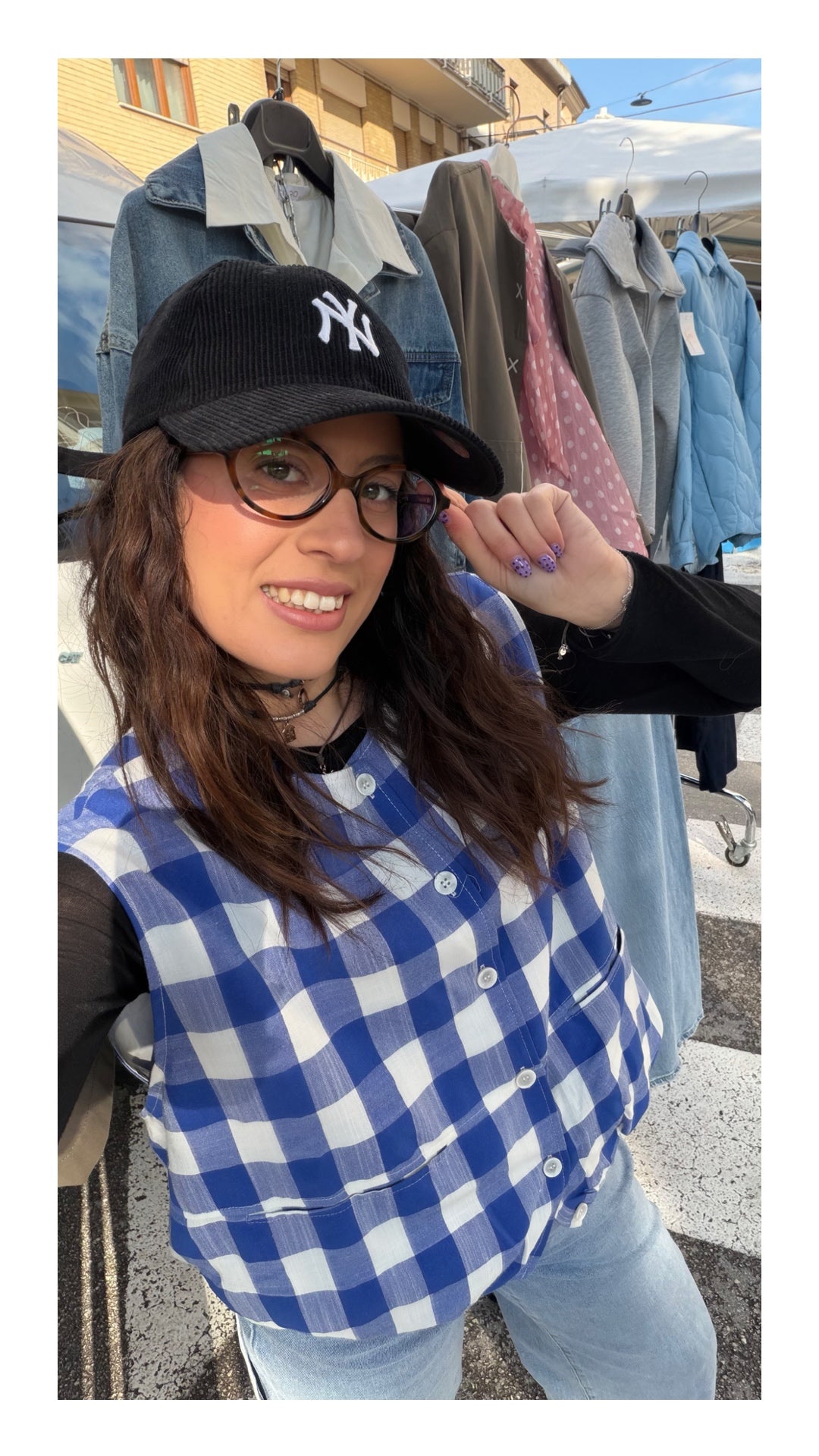 Gilet Maxi Quadro | Blu