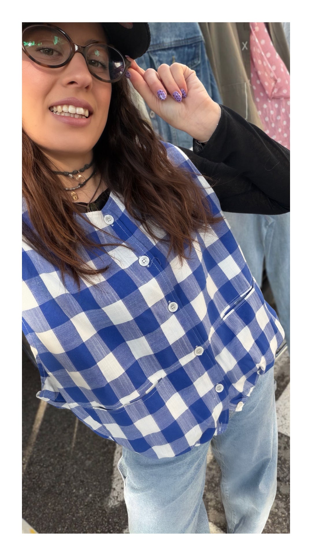 Gilet Maxi Quadro | Blu