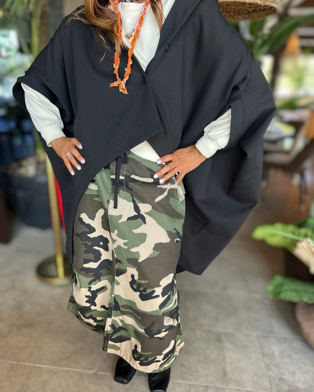 Giacca Mantella Punto Milano Over in Nero