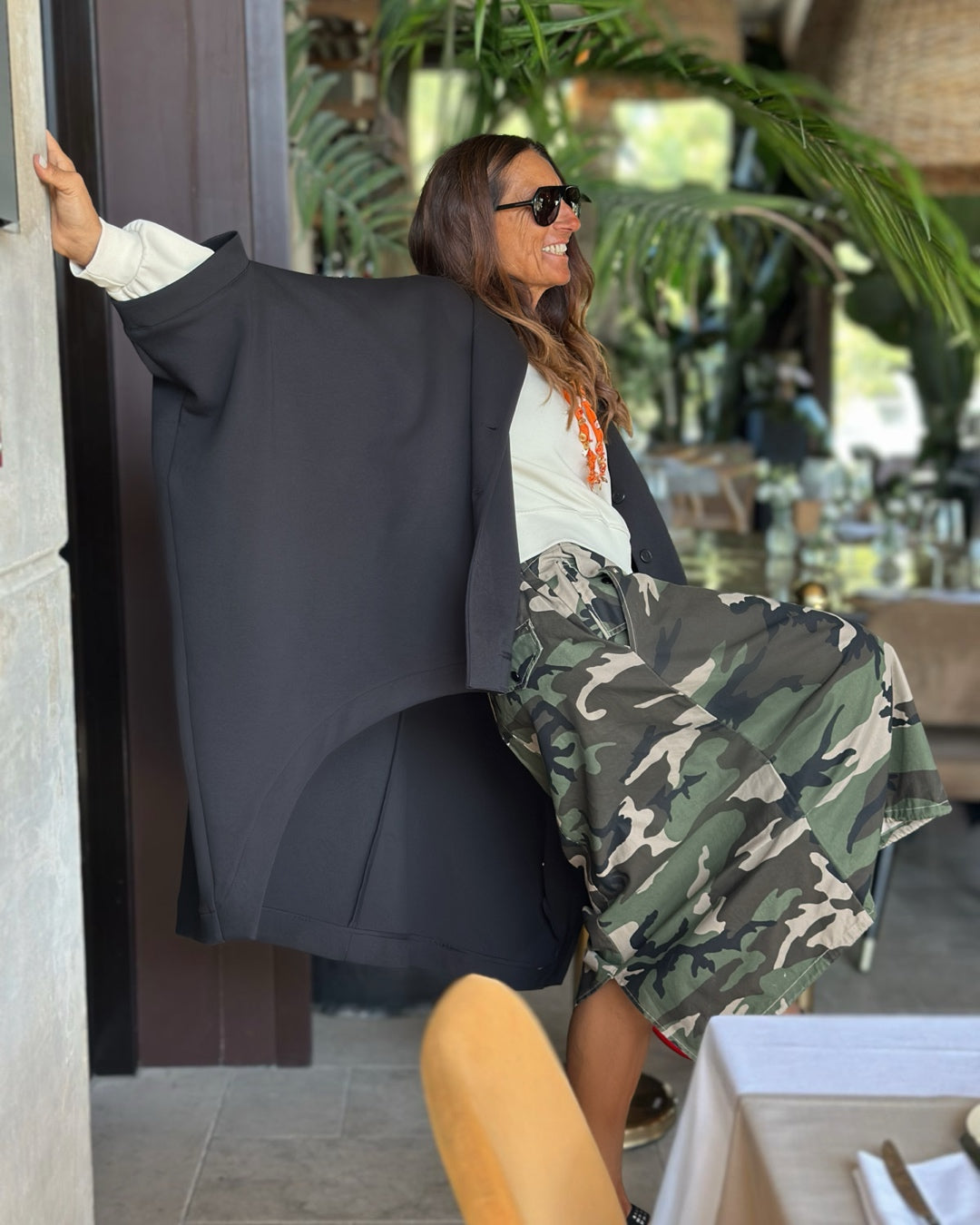 Giacca Mantella Punto Milano Over in Nero