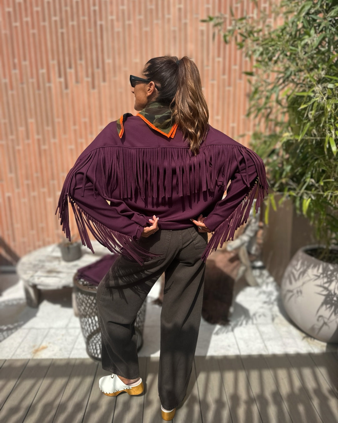 Felpa con Frange Burgundy