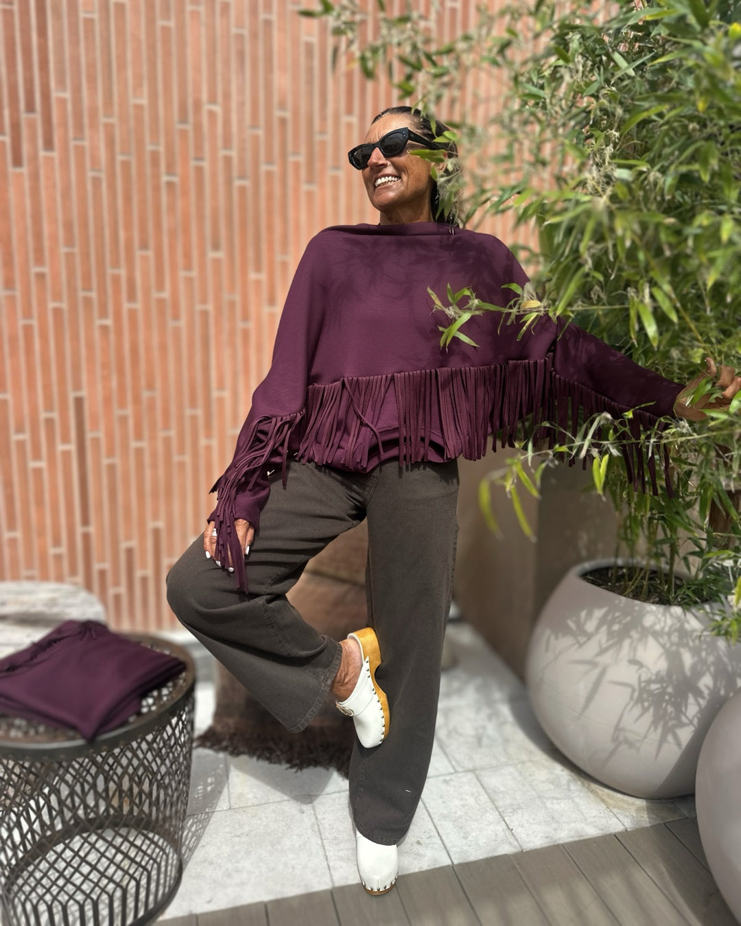 Felpa con Frange Burgundy