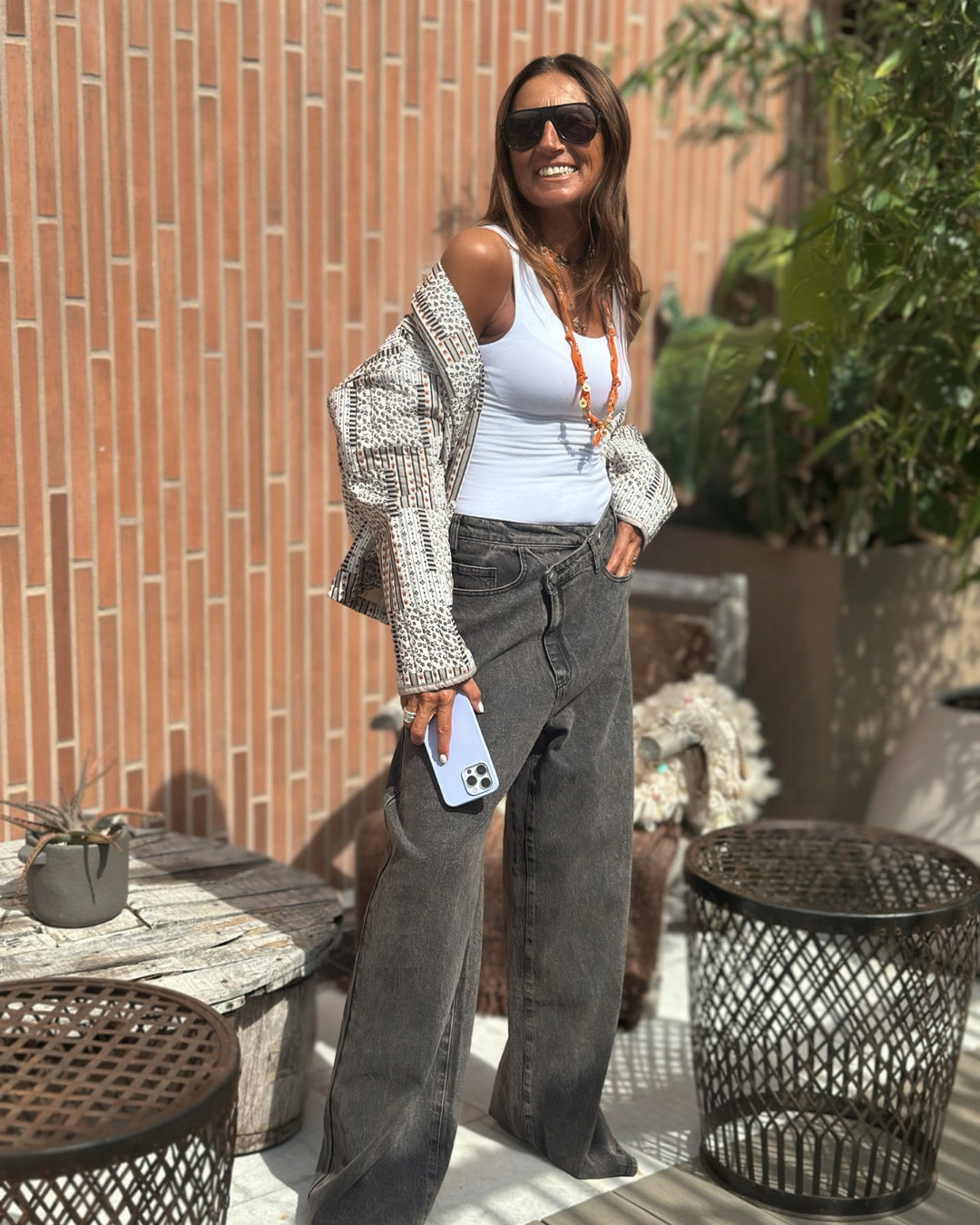 Denim Oversize Bottone Incrociato