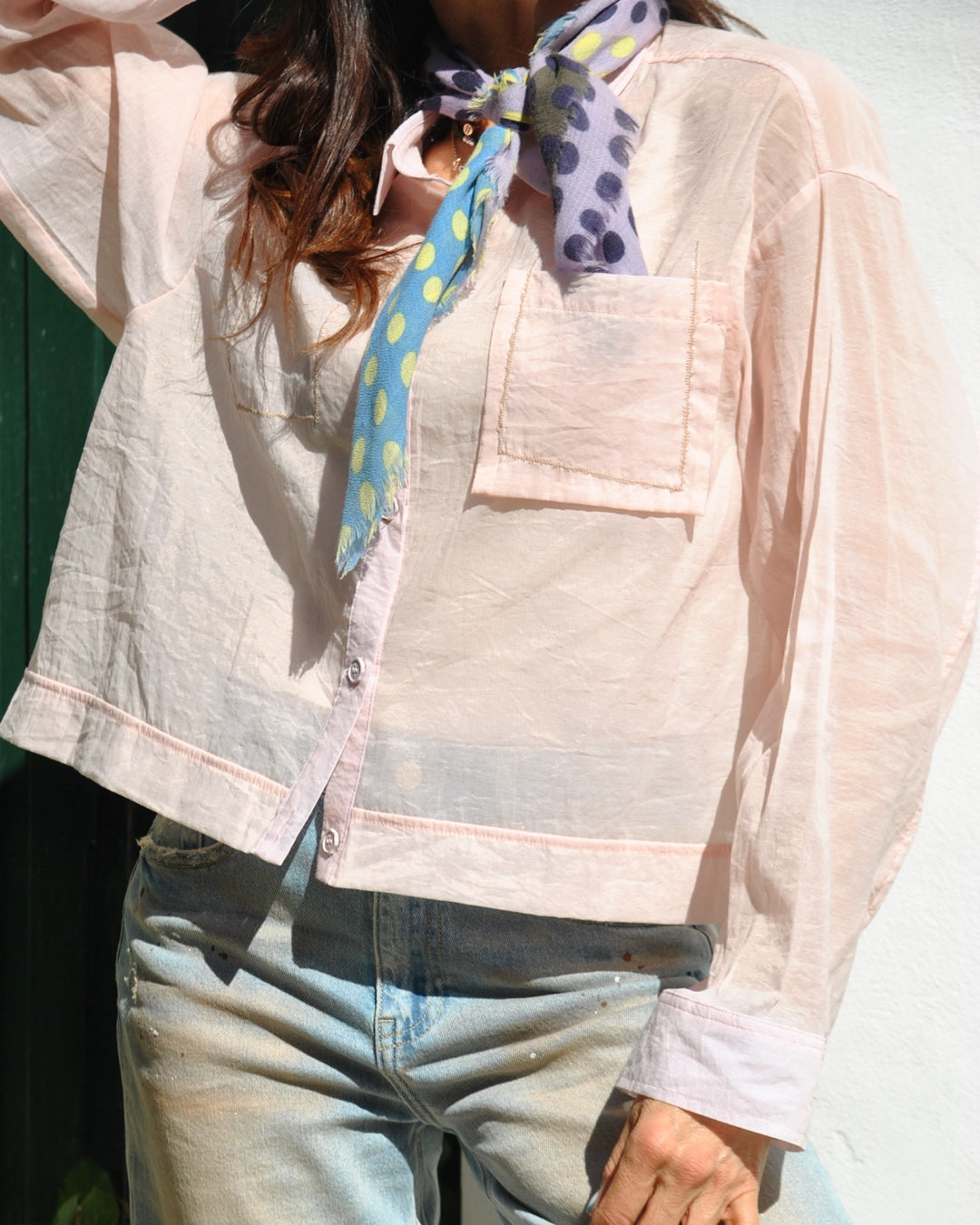 Camicia a Scatoletta Velata Cipria