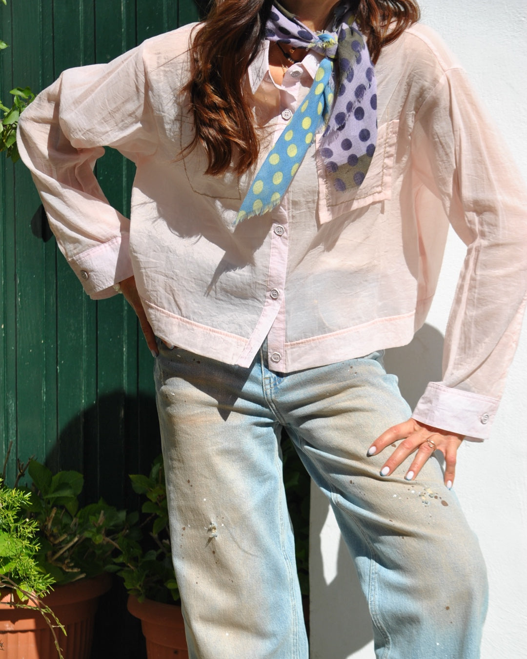 Camicia a Scatoletta Velata Cipria