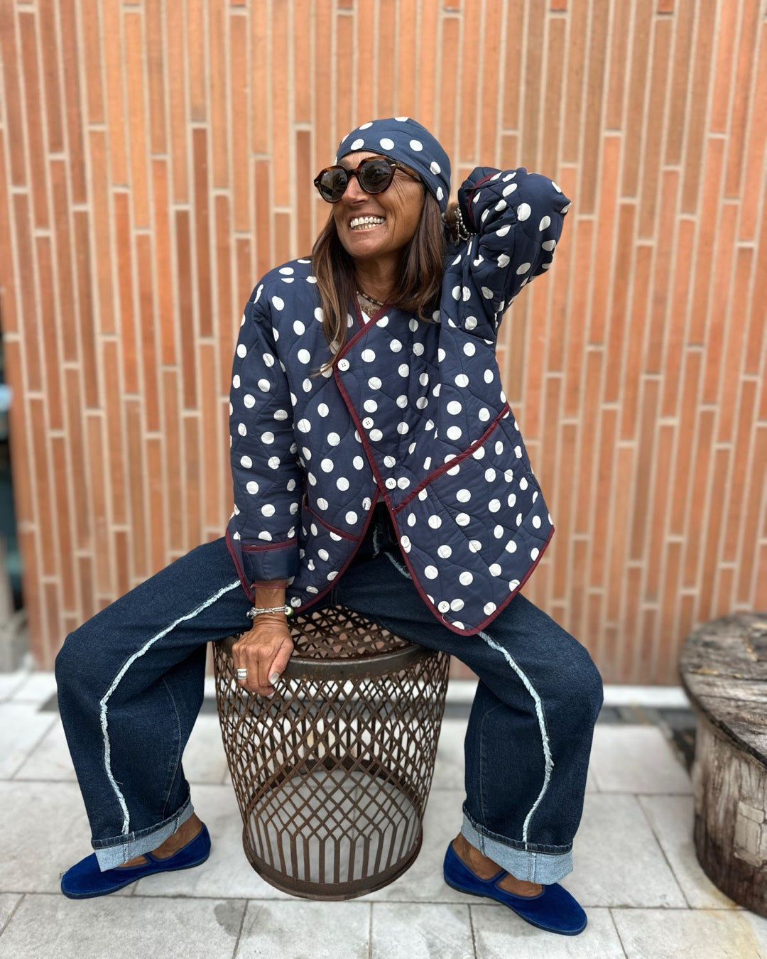 Mantella Trapuntata Pois in Blu