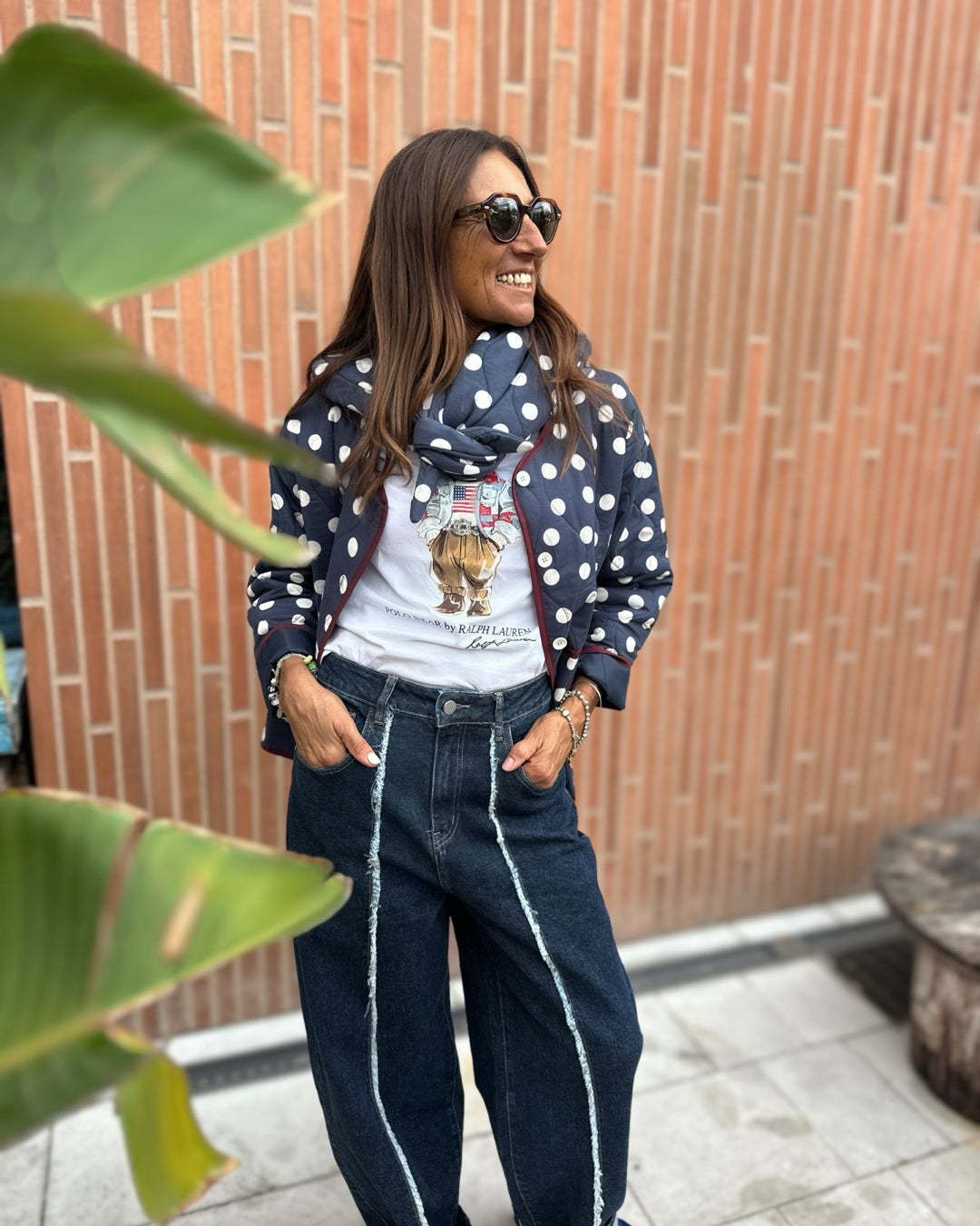 Mantella Trapuntata Pois in Blu