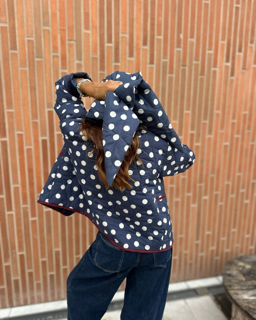 Mantella Trapuntata Pois in Blu