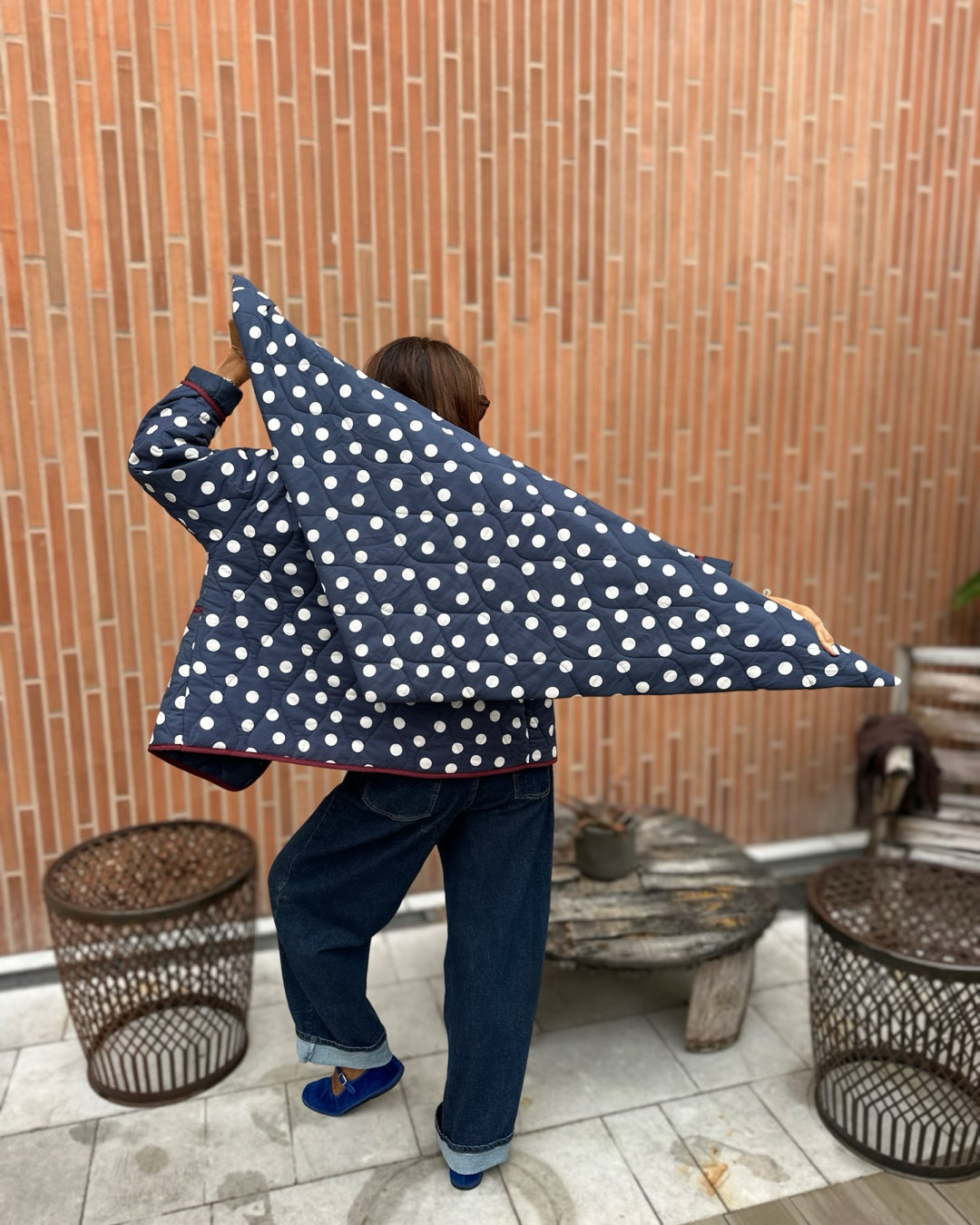 Mantella Trapuntata Pois in Blu