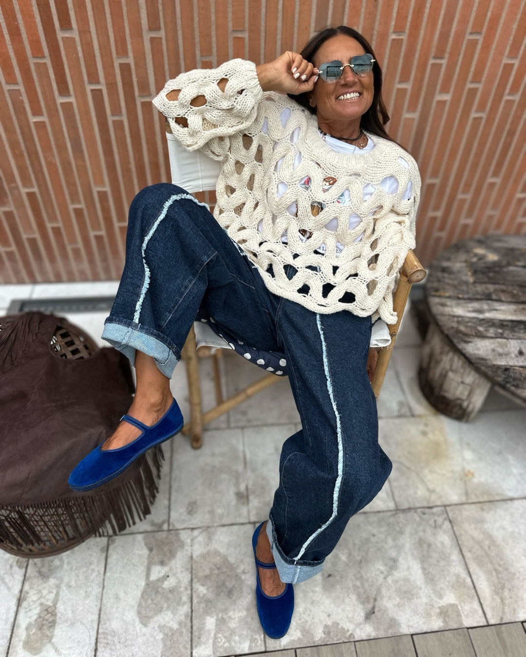 Maglione Misto Viscosa Traforato | Burro