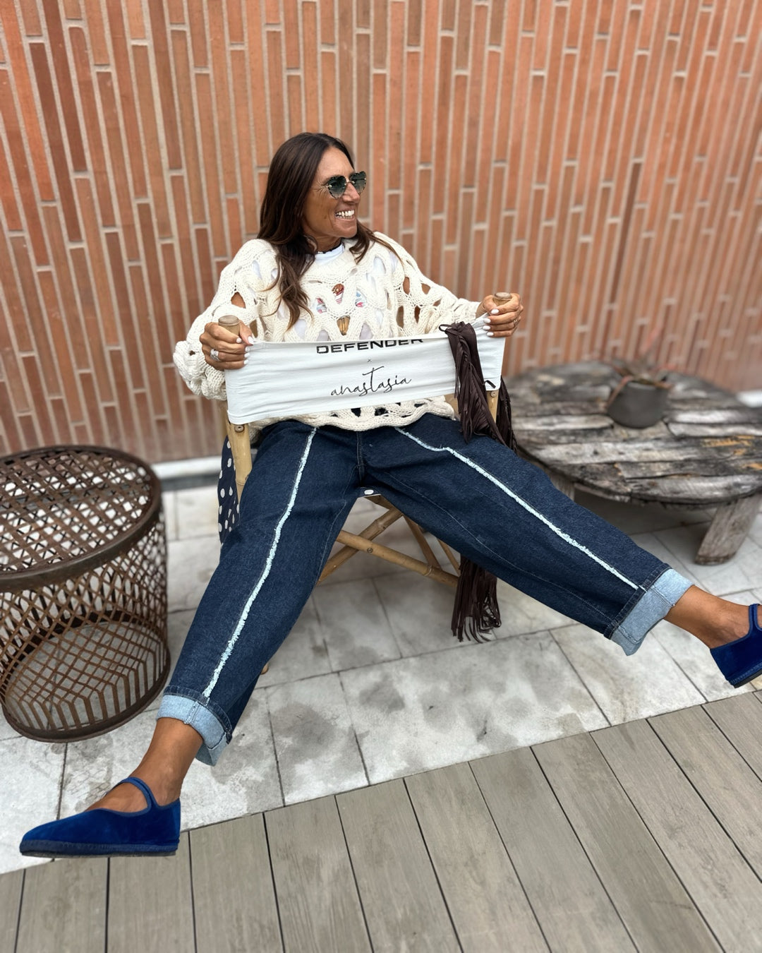 Denim Mom Fit Cucitura a Contrasto