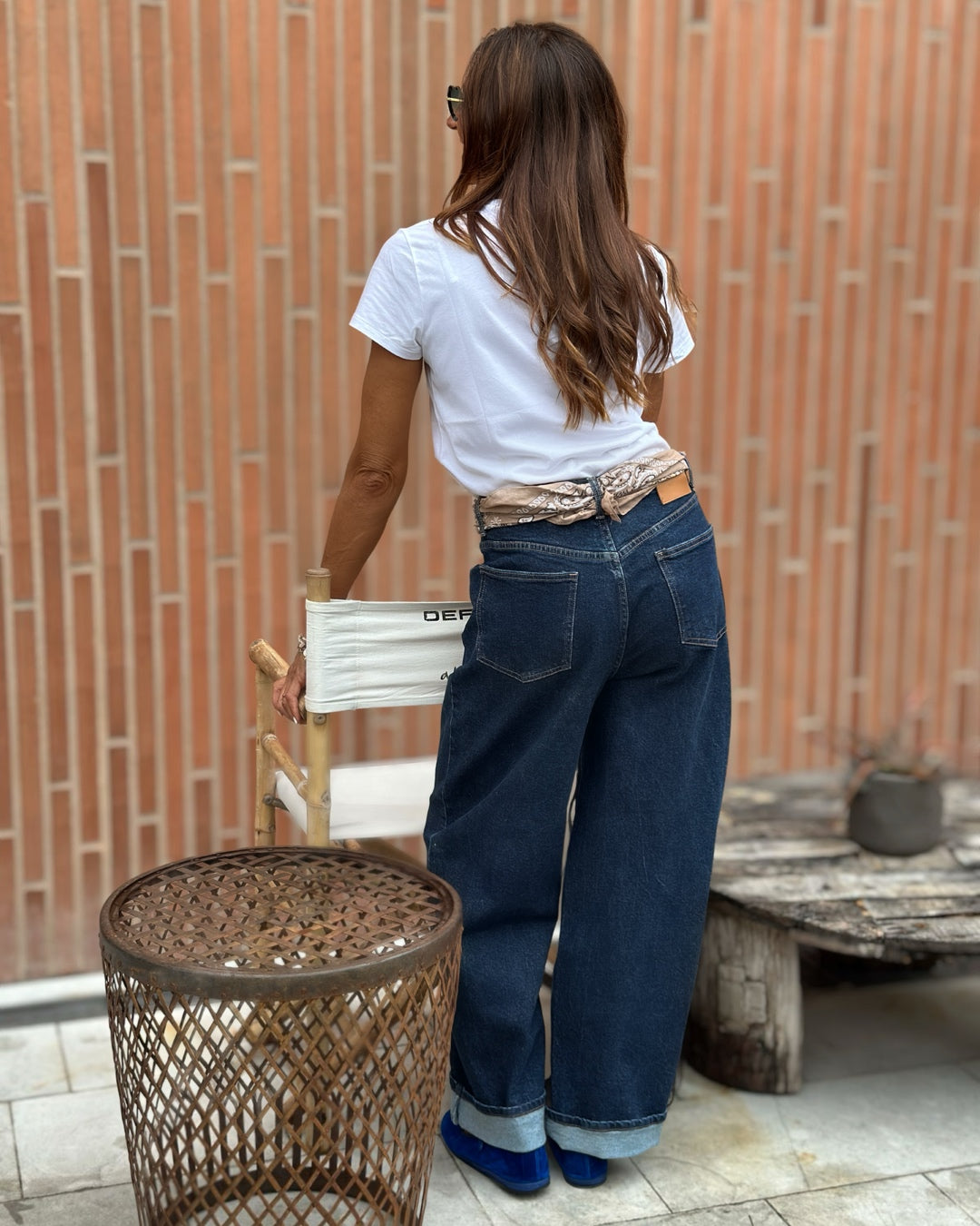 Denim Mom Fit Cucitura a Contrasto