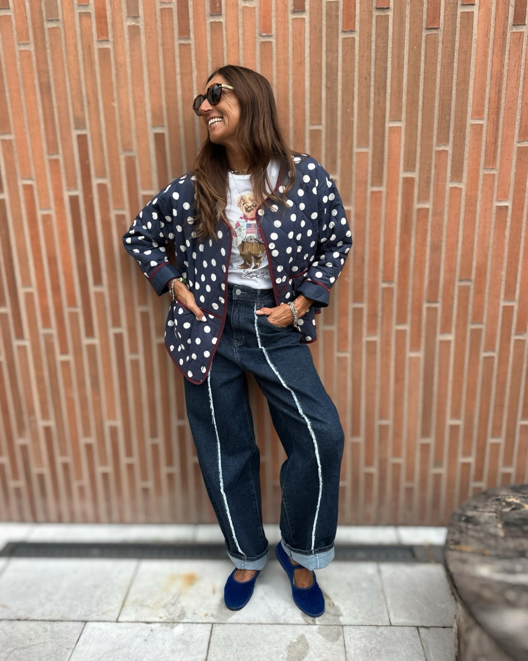 Denim Mom Fit Cucitura a Contrasto