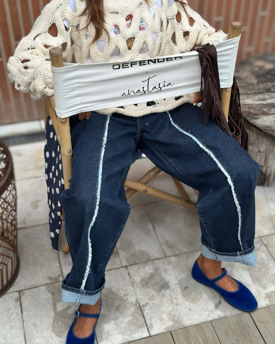 Denim Mom Fit Cucitura a Contrasto