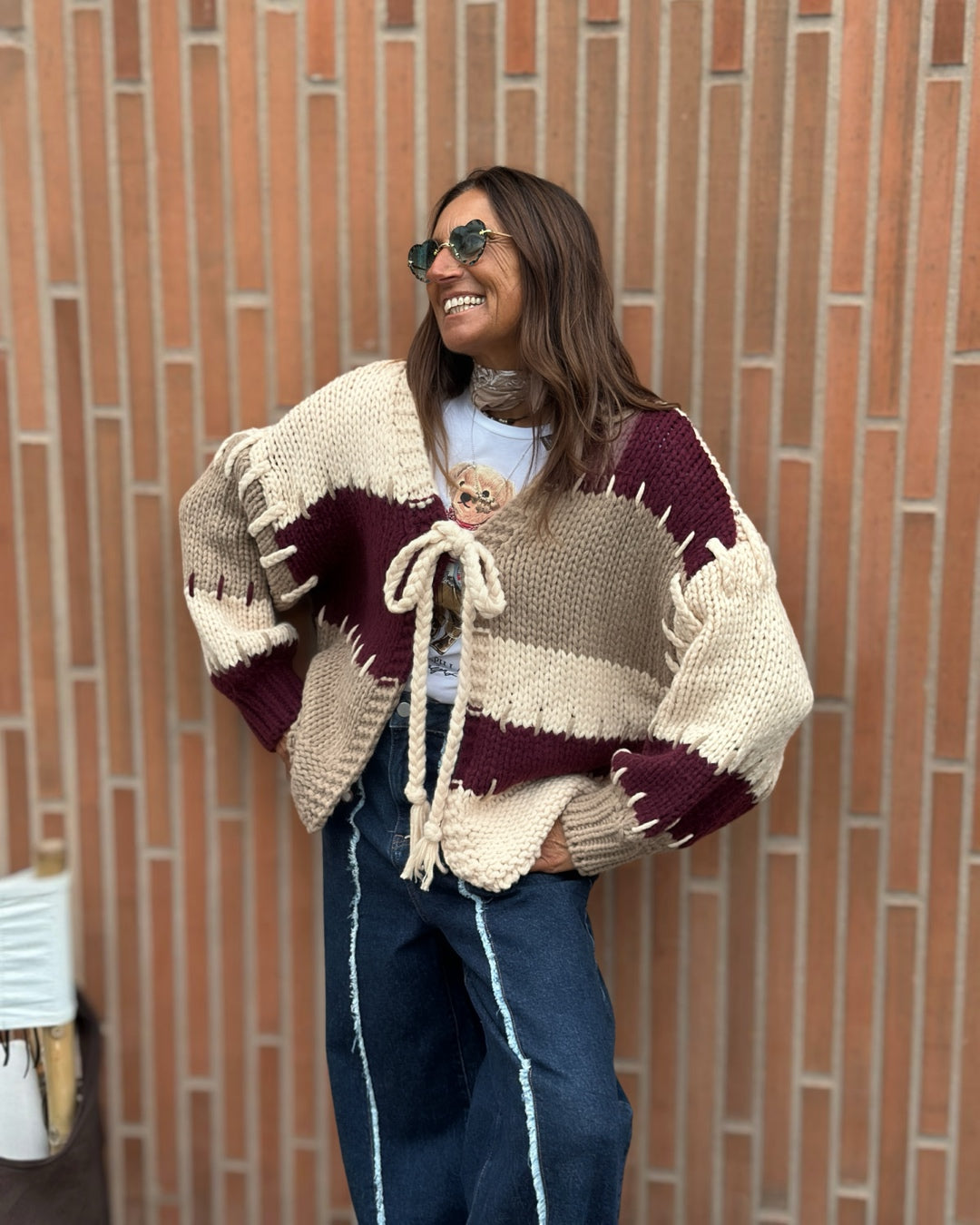 Maxi Cardigan Viscosa Intrecci Burgundy