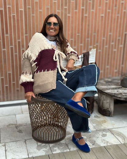 Maxi Cardigan Viscosa Intrecci Burgundy