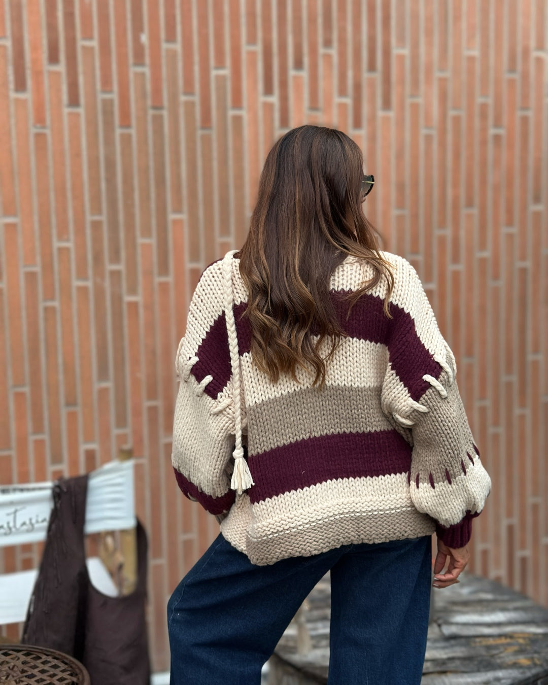 Maxi Cardigan Viscosa Intrecci Burgundy