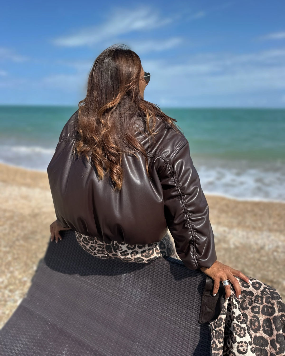 Bomber Imbottito in Eco Pelle Moro