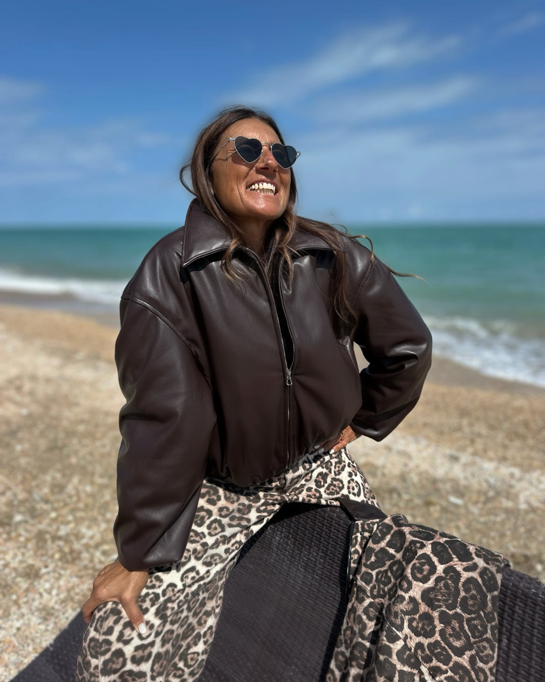 Bomber Imbottito in Eco Pelle Moro