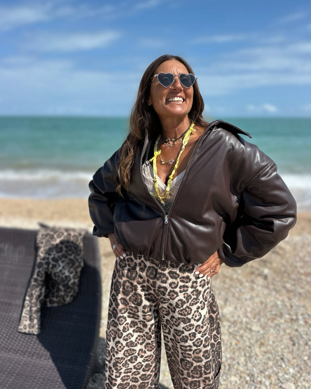 Bomber Imbottito in Eco Pelle Moro