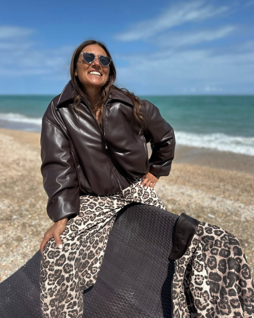 Bomber Imbottito in Eco Pelle Moro