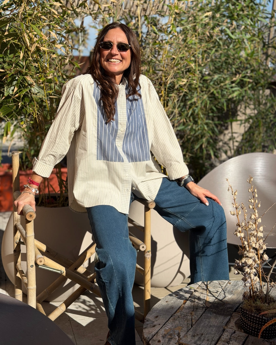 Camicia Cotone Righe Patchwork